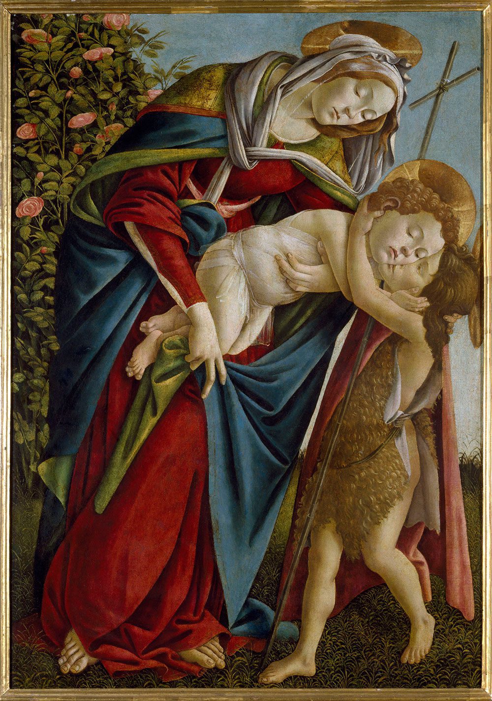 Botticelli-et-atelier-Vierge-a-lEnfant-avec-le-jeune-saint-Jean-Baptiste-Vers-1505-Tempera-et-huile-sur-toile-134-x-92-cm-Florence-Palazzo-Pitti