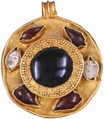 Pendentif-circulaire-cabochon-de-grenat-en-forme-de-goutte-et-de-perle-fine-Artemisia-Online-Fanny-Laruaz